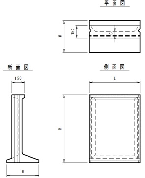 溝畔ブロック　製品寸法図